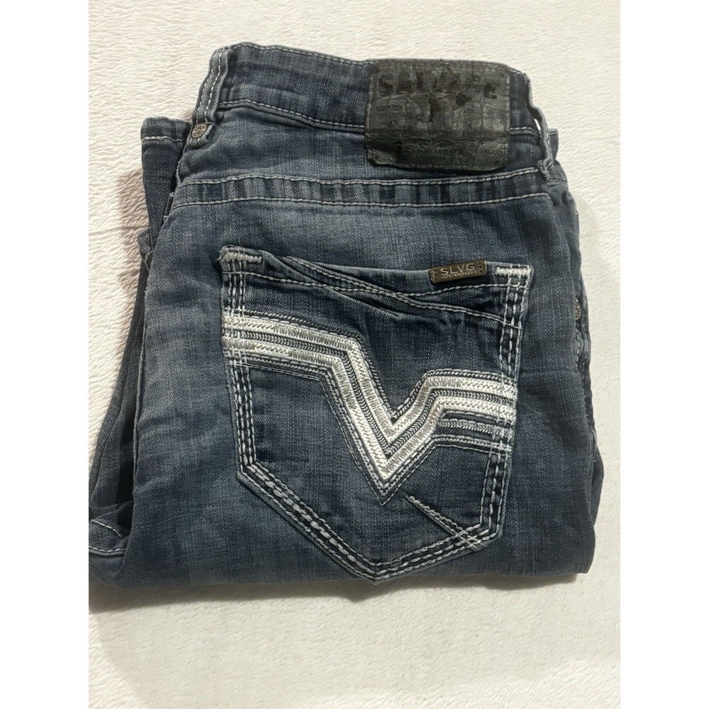 Salvage Buckle Havoc Denim‎ Blue Jean Men's 36x33 Dungarees Slim Fit Straight